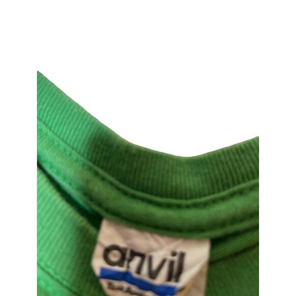 Anvil Pre-Shrunk Large Green Graphic Surfer Frog Cash Elementary T-Shirt - Picture 4 of 8